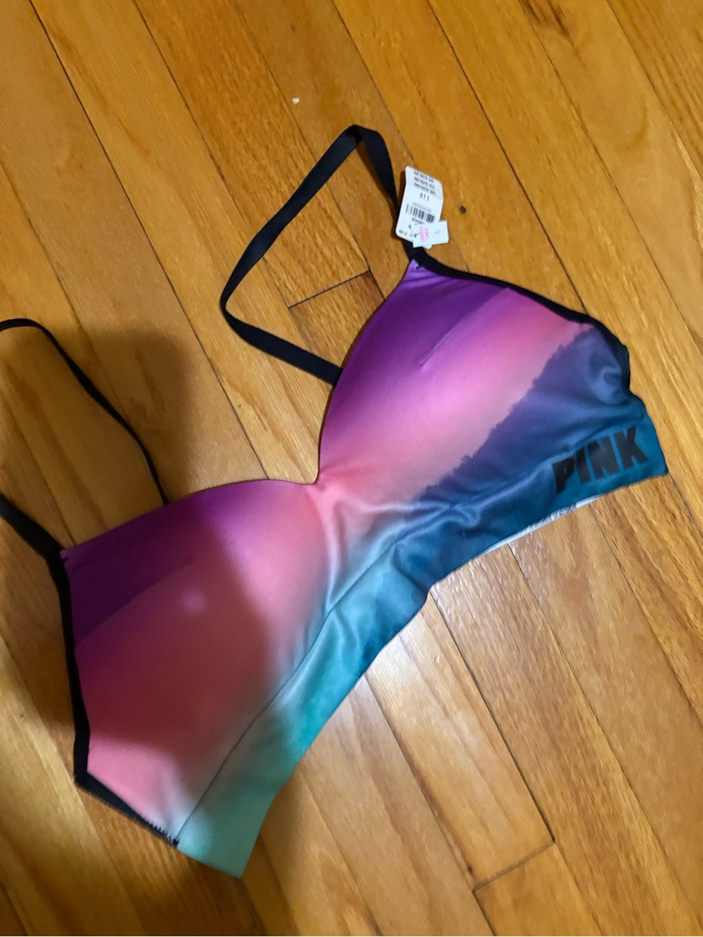PINK Victoria's Secret Ombre Purple Pink Teal Wireless Bra